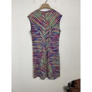 Womens‎ Title Nine Dress Large Dream Multicolor Striped Short Sleeve Activewear
